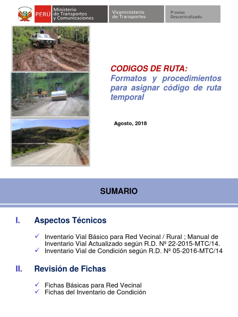 Códigos y Formatos de Ruta MTC | PDF | Sistema de Posicionamiento ...