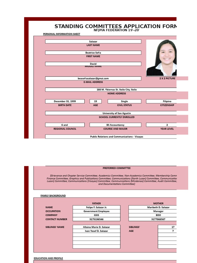 NFJPIA Standing Committees Application | PDF | Learning
