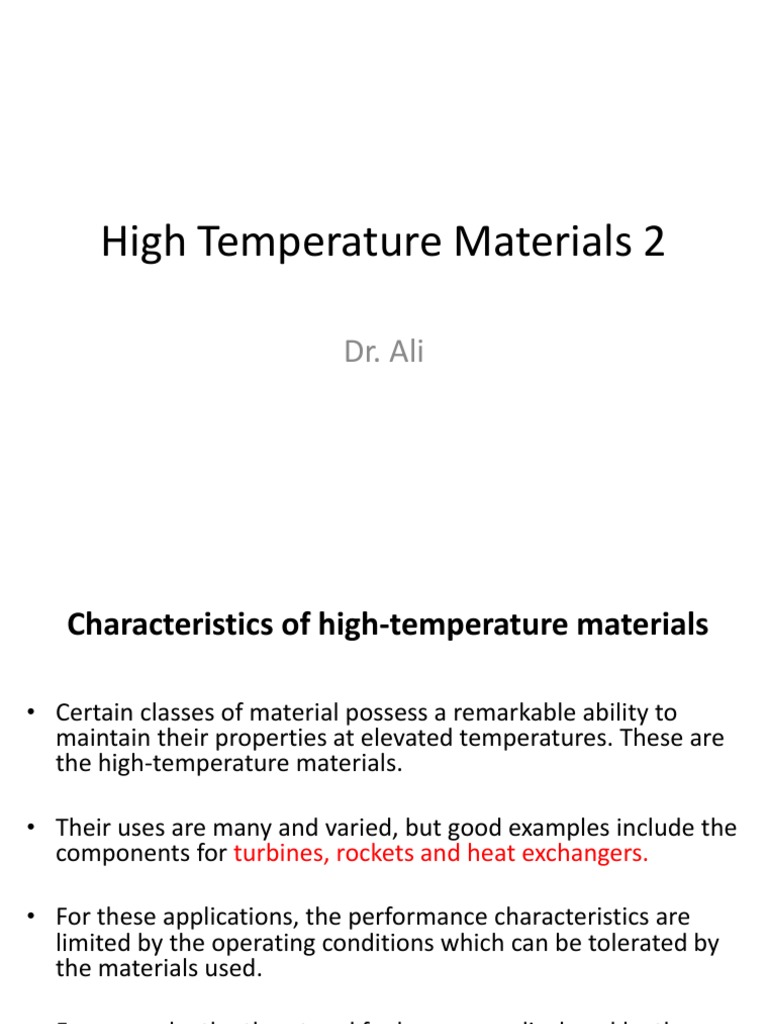 Characteristic of High Temperature Materials | PDF | Creep (Deformation ...