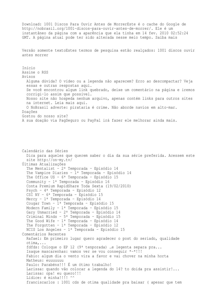 1001 Discos Para Ouvir Antes De Morrer | PDF | Rock (Música) | Bob.