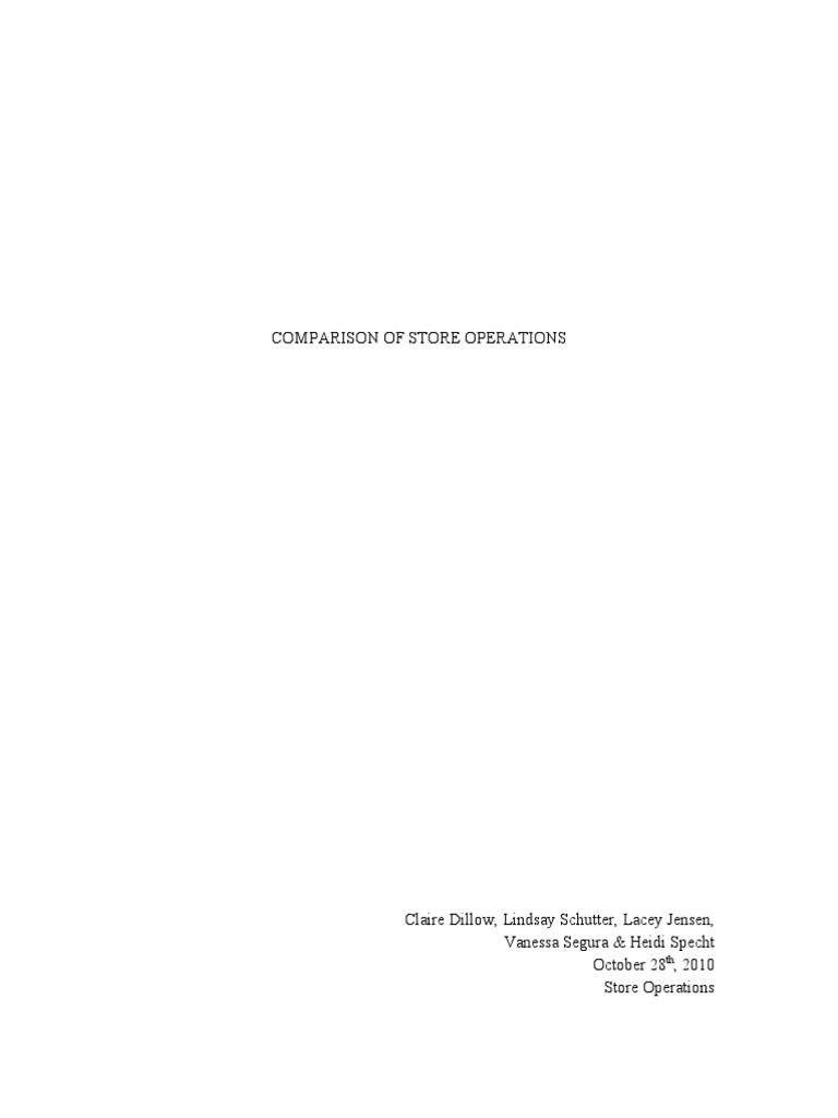 Comparison of Store Operations | PDF | Retail | Economies