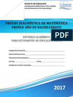 Prueba Diagnóstica - Matemática - Primer Año Bachillerato - 2017