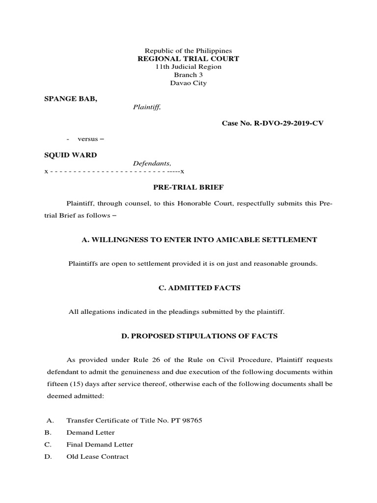 PRETRIALBRIEF in PH Sample PDF Pleading Public Law