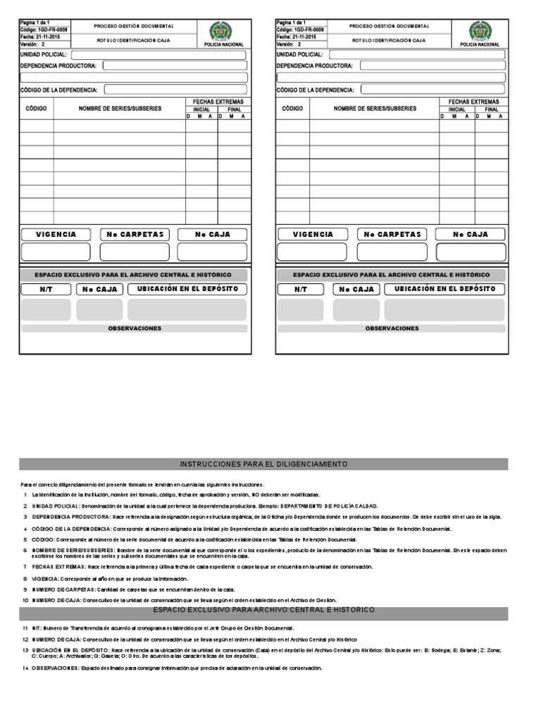 1gd-Fr-0009 Rotulo Identificacion Caja | PDF | Archivo de computadora ...