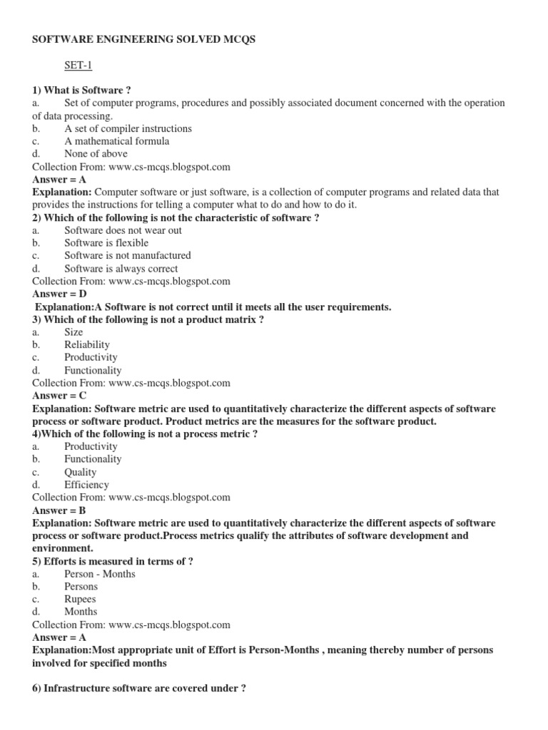 Software Engineering Solved Mcqs PDF | PDF | Software Development ...