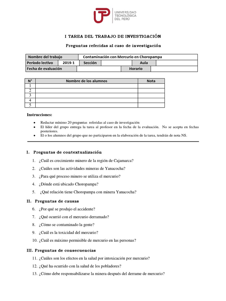 I Tarea Del Trabajo de Investigación - Modelo-1 | PDF