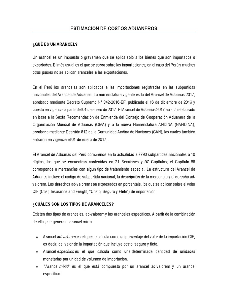 Advalorem Aduana Arancel