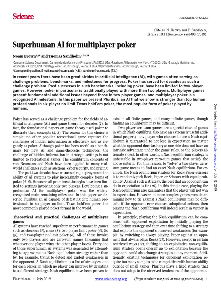 Superhuman Ai For Multiplayer Games