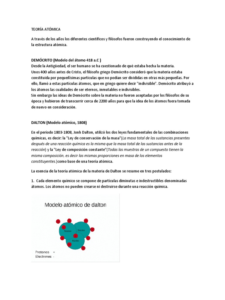 Teoría Atómica Pdf átomos Núcleo Atómico