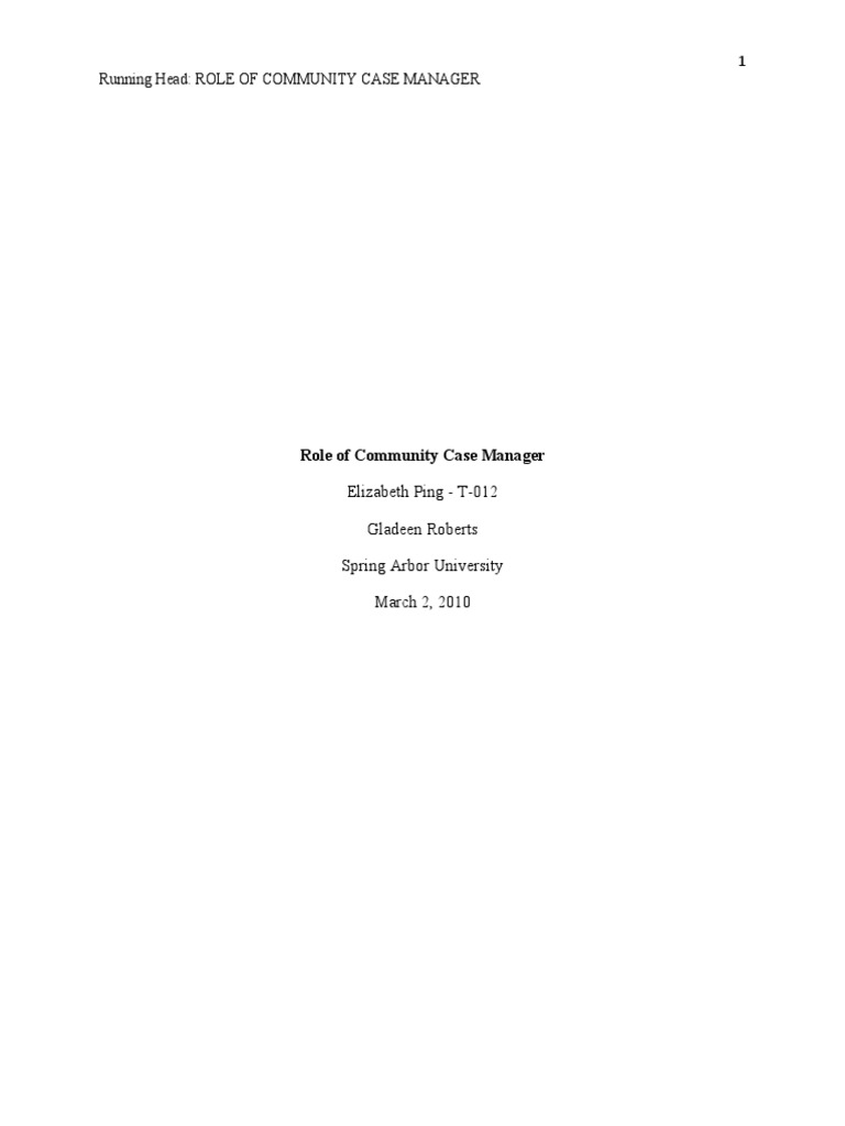 Role of Community Case Managers in Healthcare | PDF | Health Care | Patient