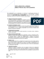 Declaracion Jurada: Compromiso Previo Del Peticionario