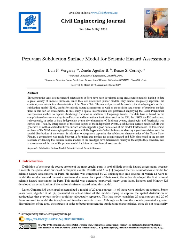 Peruvian Subduction Surface Model For Seismic Haza | PDF | Earthquakes ...