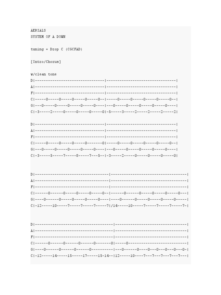 Aerials System of A Down PDF Songs Musical Forms