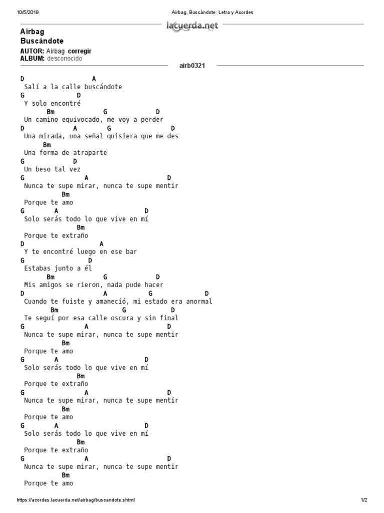 Airbag, Buscándote Letra y Acordes PDF PDF