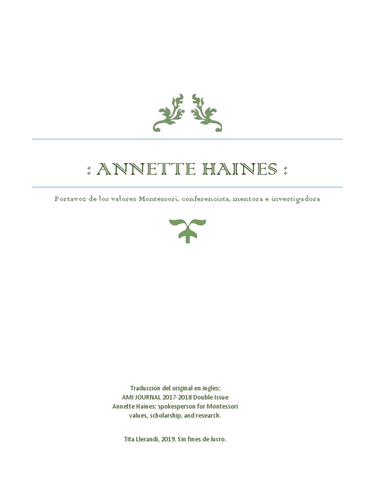 Annette Haines-Conferencias | PDF | Educación Montessori | Cerebro