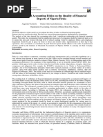 The Effect of Accounting Ethics On The Quality of Financial Reports of Nigeria Firms