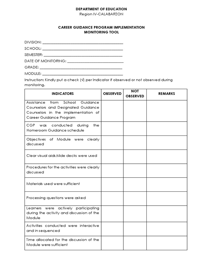 CGP Monitoring Tool for Schools | PDF | Career & Growth | Finance ...