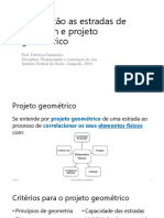 Introdução às estradas de rodagem e projeto geométrico