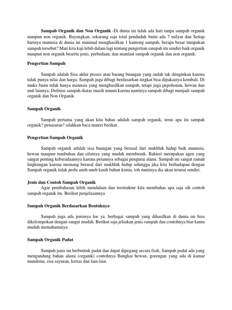 Sampah Organik Dan Non Organik