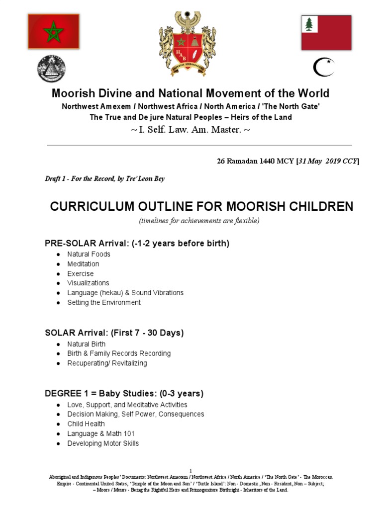 Curriculum Outline For Moorish Children Draft 1 Pdf Moors Roman Empire