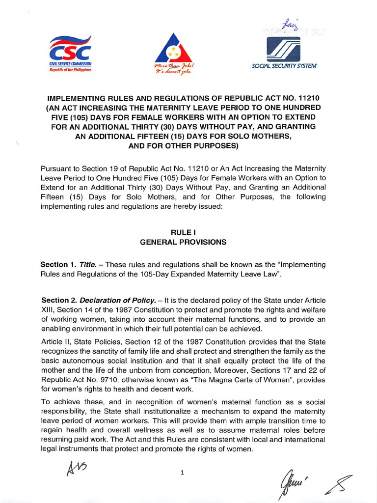 Republic Act No. 11210 (Implementing Rules and Regulations) | PDF