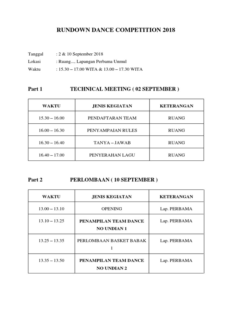 Dance Competition 2018 Rundown | PDF | Art