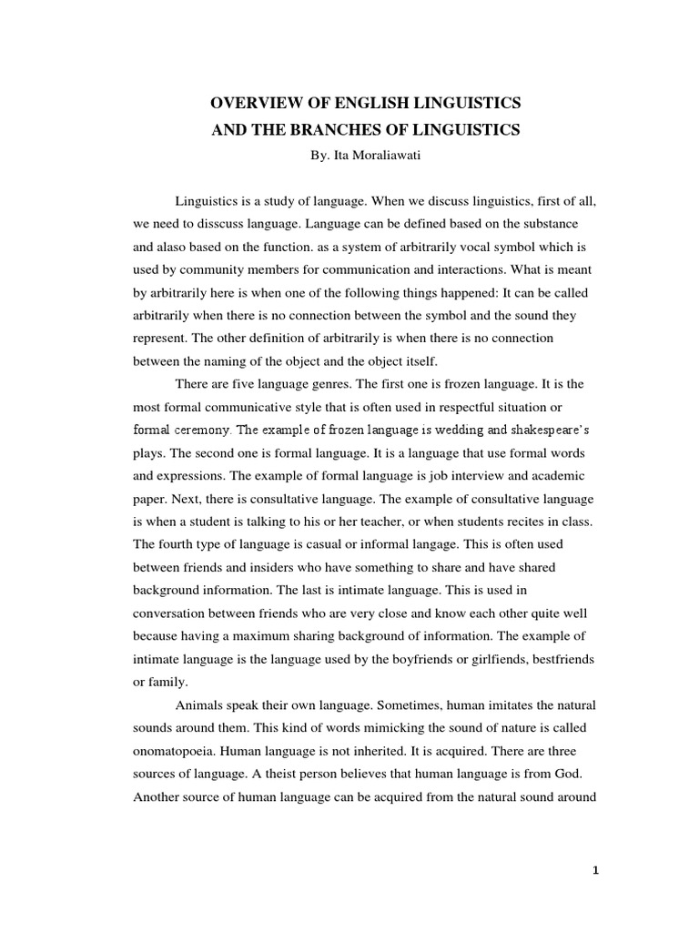 Overview of English Linguistics | PDF | Phonology | Morphology ...