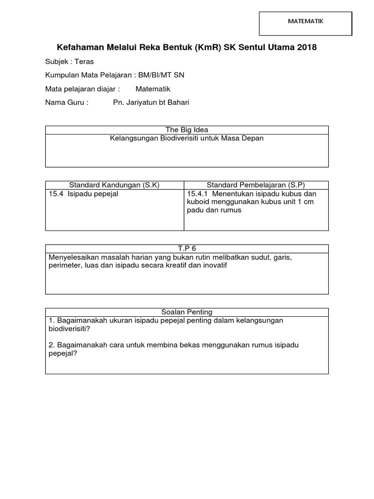 Borang KMR Matematik | PDF