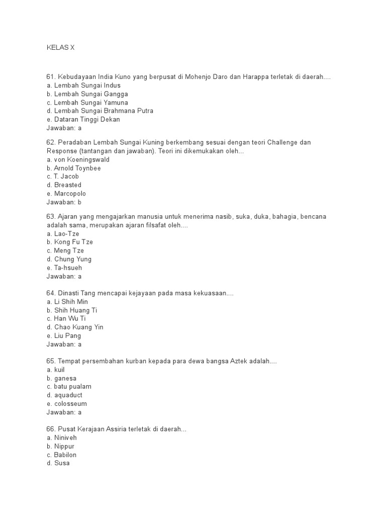 Soal Sejarah Peminatan