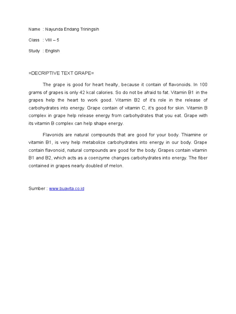 Descriptive Text of Grape PDF