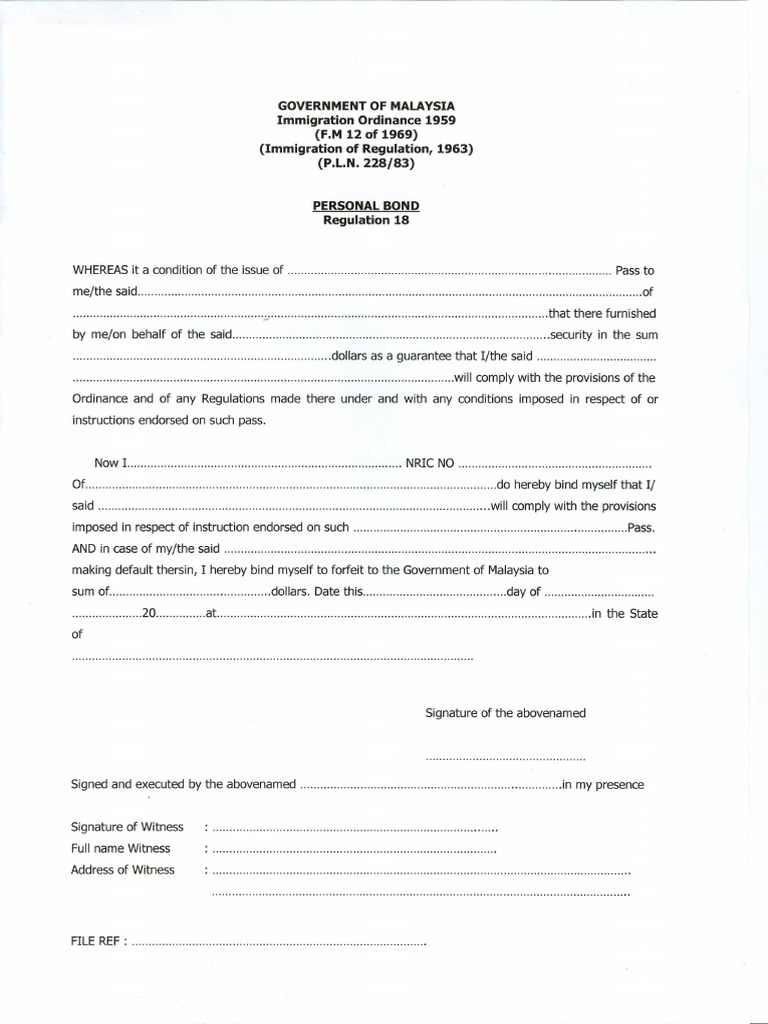 Borang Personal Bond PDF