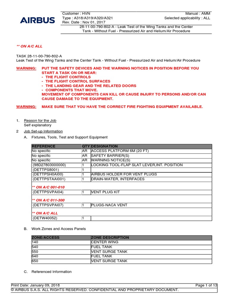 AMM Task 28-11-00-790-802-A | PDF | Leak | Aviation