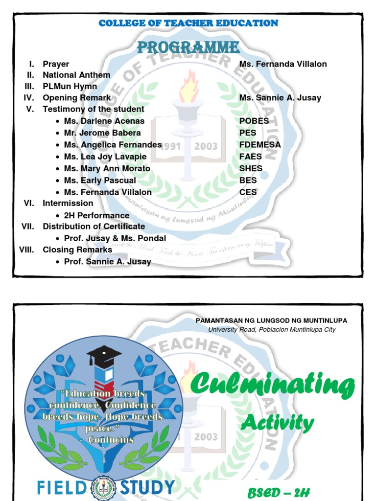 BSED 2H Culminating Activity Program | PDF