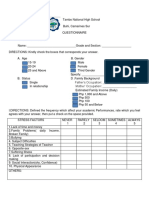 Examples of Thesis Questionnaire