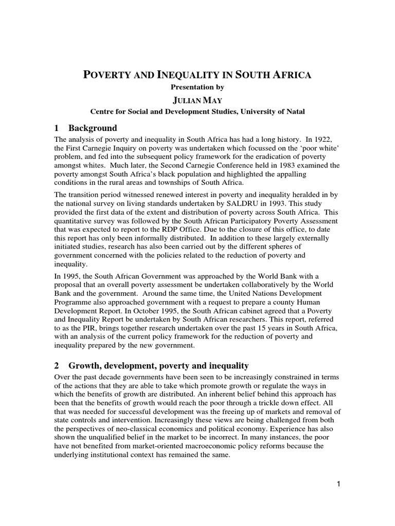 Poverty and Inequality in South Africa | PDF | Poverty | Poverty ...