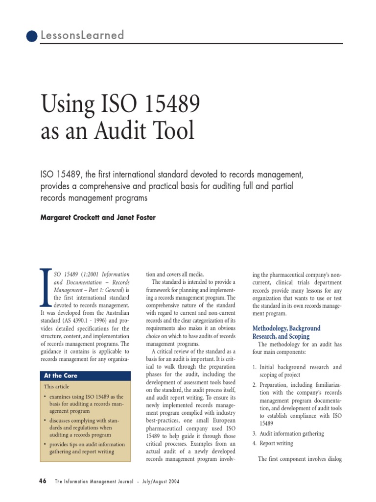 Iso 15489 PDF PDF Records Management Regulatory Compliance