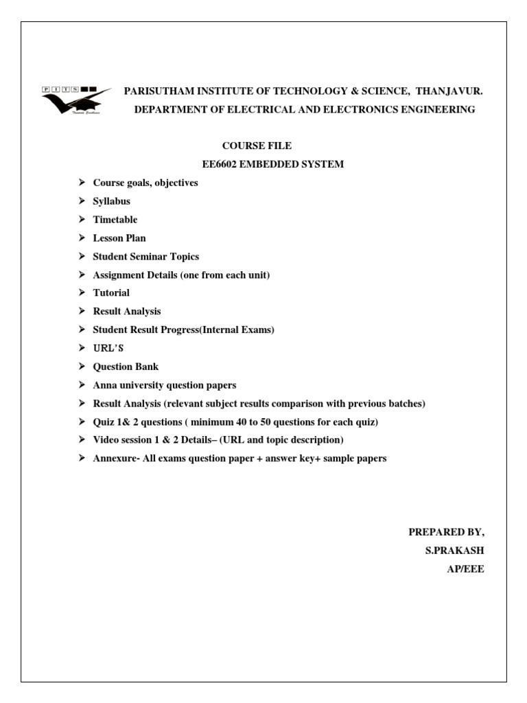 Embedded System Lessonplan Pdf Embedded System Computer Hardware