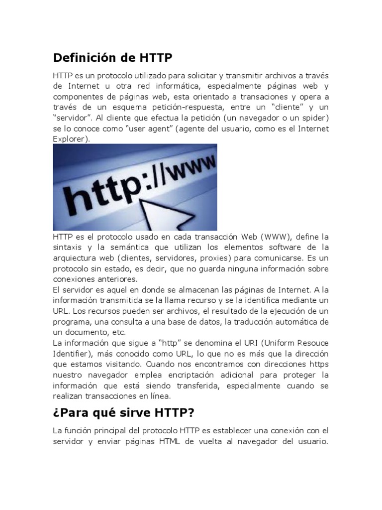 Definición y Función de HTTP | PDF | Protocolo de Transferencia de ...