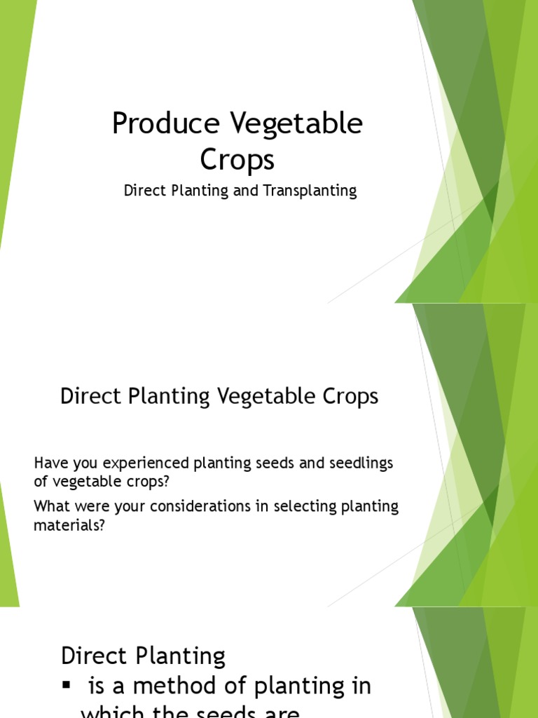 Direct Planting for Veggie Growers | PDF | Vegetables | Seed