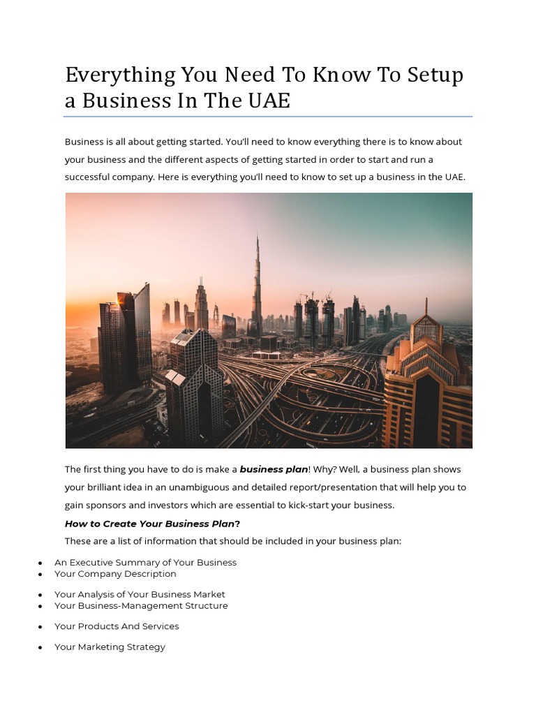 Everything You Need To Know To Setup A Business in The UAE PDF | PDF ...