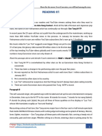 Reading 01: Read The Passage Above and Decide If Each Statement Is TRUE or FALSE or NOT GIVEN