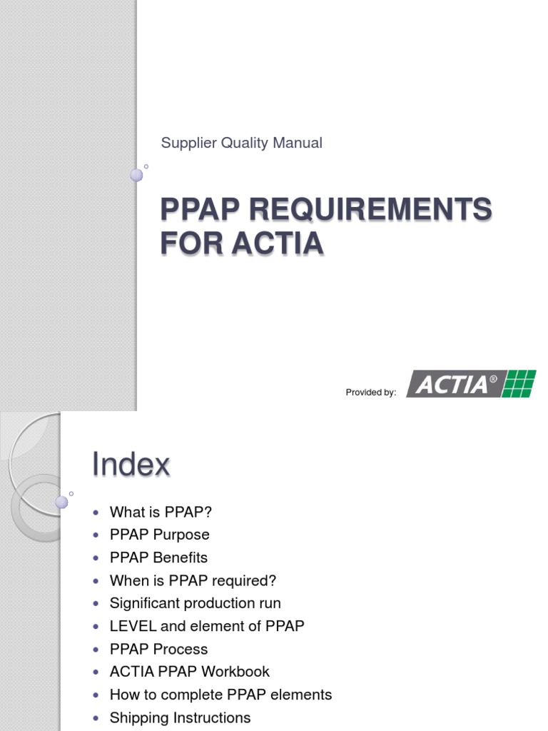 PPAP Requirements for ACTIA Suppliers | PDF