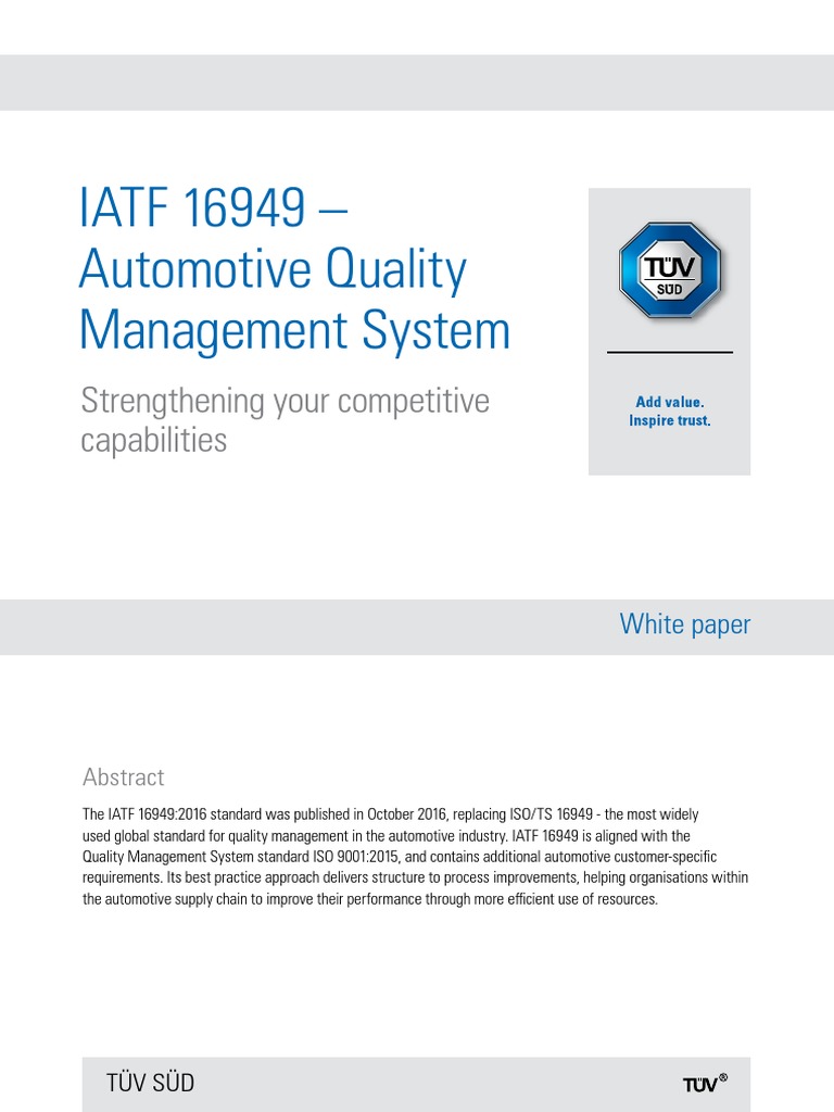 Tuvsud Iatf 16949 PDF Quality Management System Audit