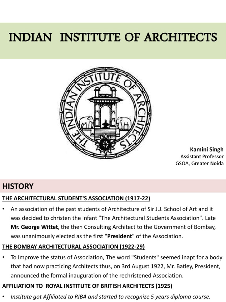 Indian Institute of Architects: Kamini Singh | PDF | Government