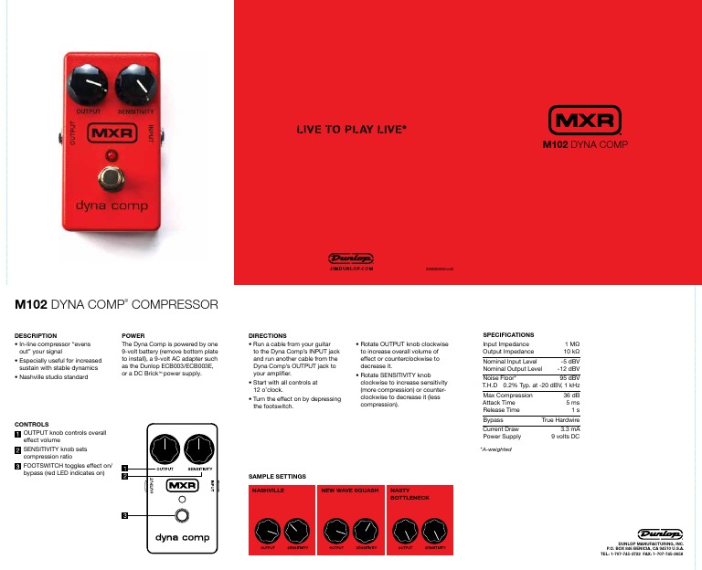 DTM・DAW MXR M102 DYNACOMP MXR M102 Dynacomp « Guitar Effect | Musik Produktiv