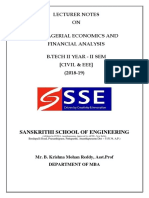 Lecturer Notes ON Managerial Economics and Financial Analysis B.Tech Ii Year - Ii Sem (Civil & Eee) (2018-19)