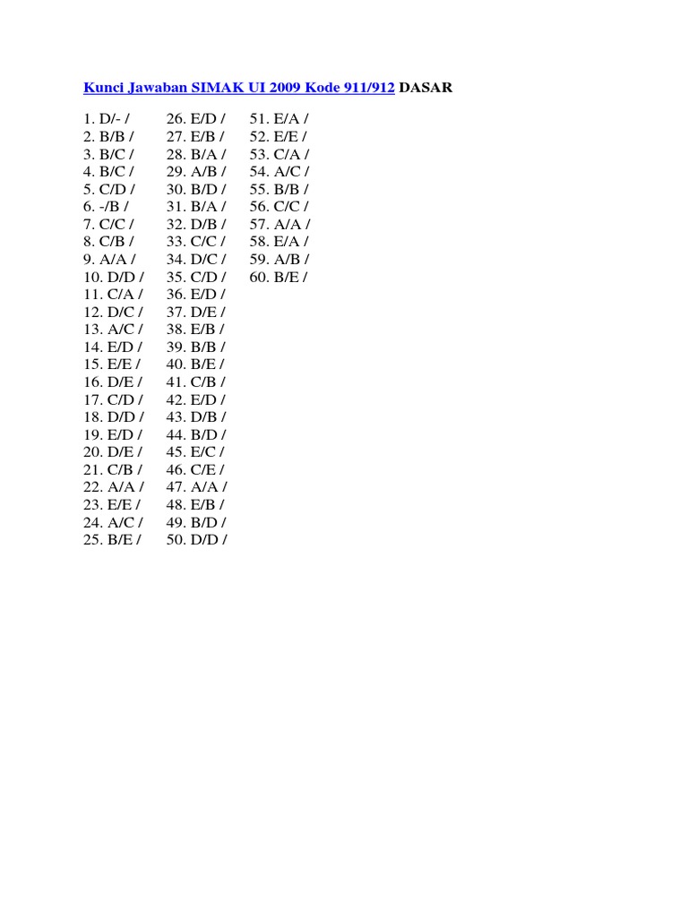 Kunci Jawaban Simak Ui 2009 Pdf