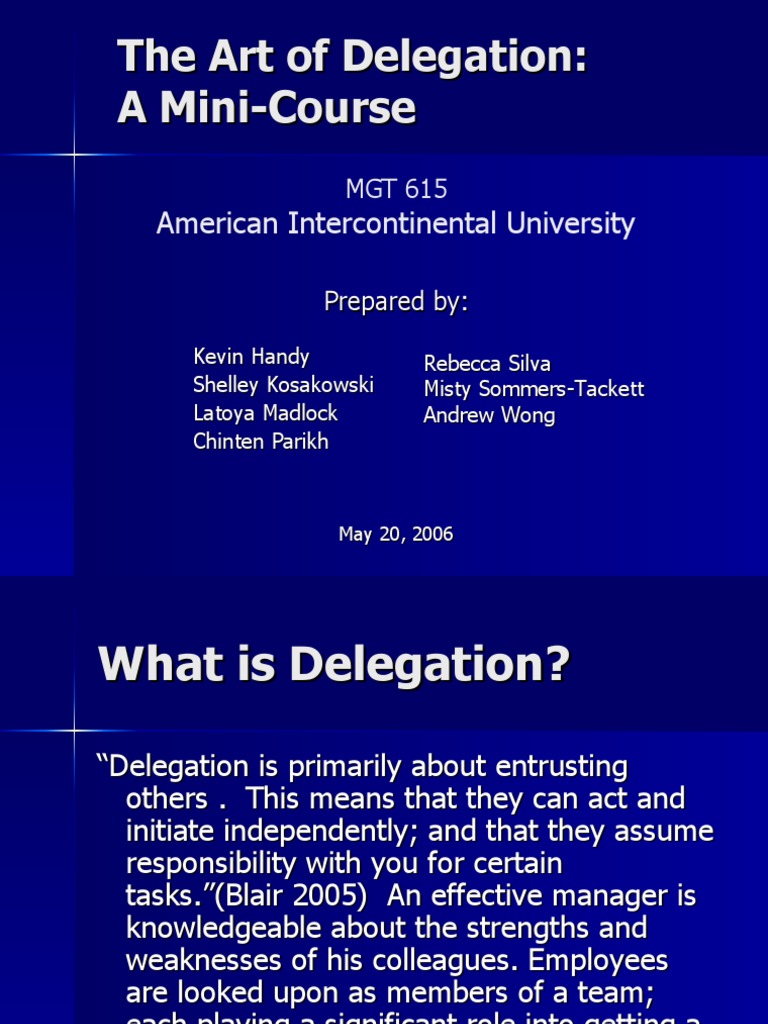 The Art of Delegation: A Mini-Course | PDF | Affect (Psychology) | Id
