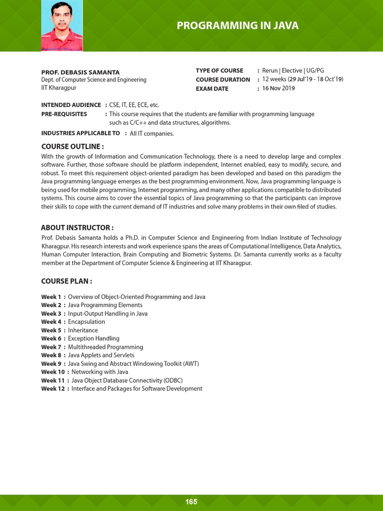 Programming in Java: Course Outline | PDF | Java (Programming Language ...