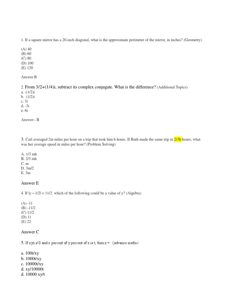 Math Problem Solutions and Answers | PDF